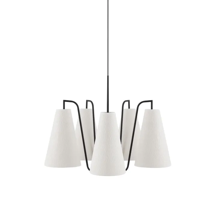 Globen Lighting Lou 5 Pendelhvid Bouclé/Sort – pendel — produktfoto