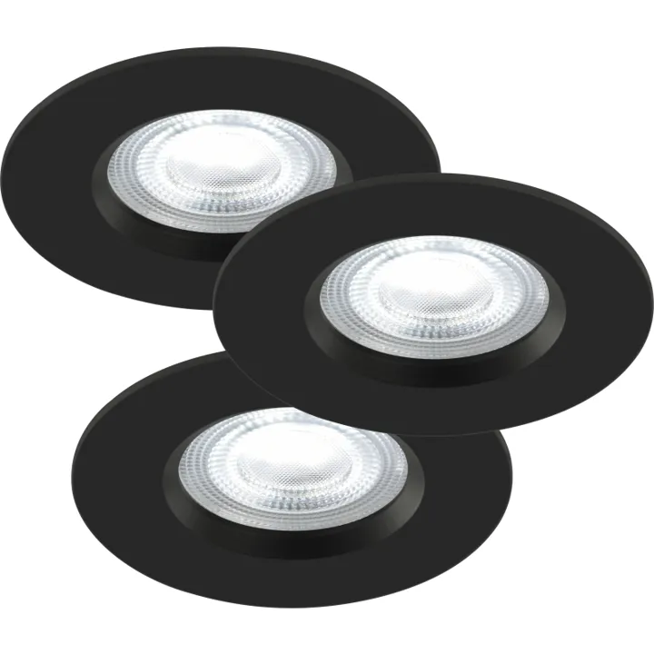 Nordlux Smart Don indbygningsspot, sort, 3-pak – indbygningsspot — produktfoto