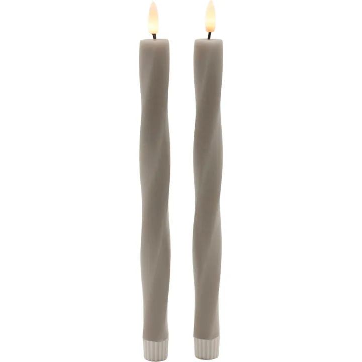 Sirius Sille Nordic Sculpture Twist kunstig stearinlys, grå – dekorationslys — produktfoto