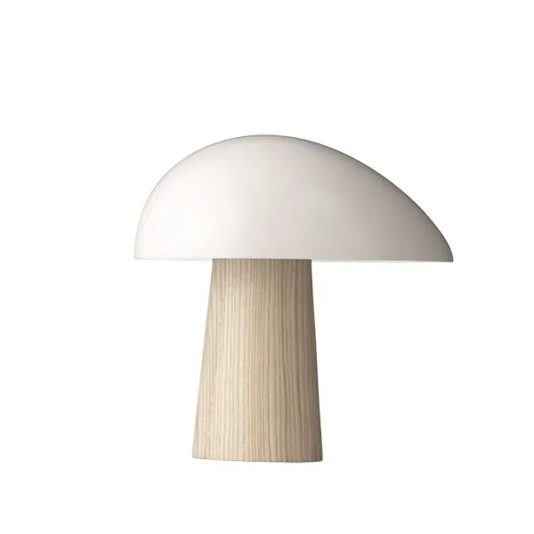Fritz Hansen Night Owl Røgfarvet Hvid med Fod i Asketræ – bordlampe — produktfoto