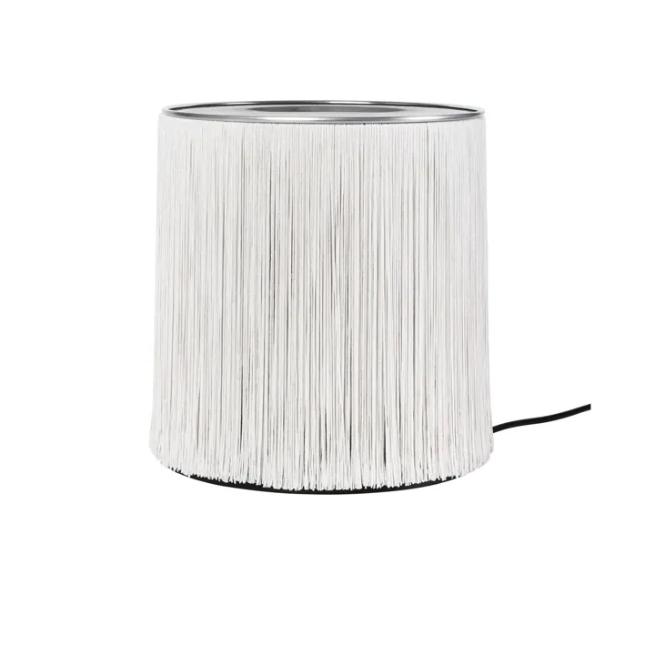 GUBI Model 597 Poleret Aluminum/Cream Fringe – bordlampe — produktfoto