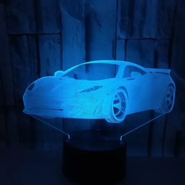 Ferrari 3D lampe. Farveskift mellem 7 farver. – dekorationslys — produktfoto