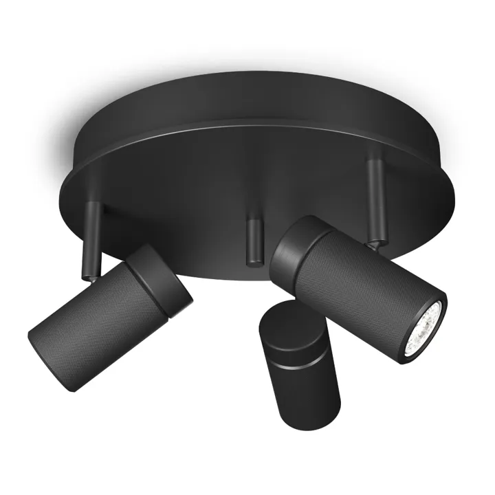 Herstal Holder Spotlight Rund 3 Lamper Sort – spot — produktfoto