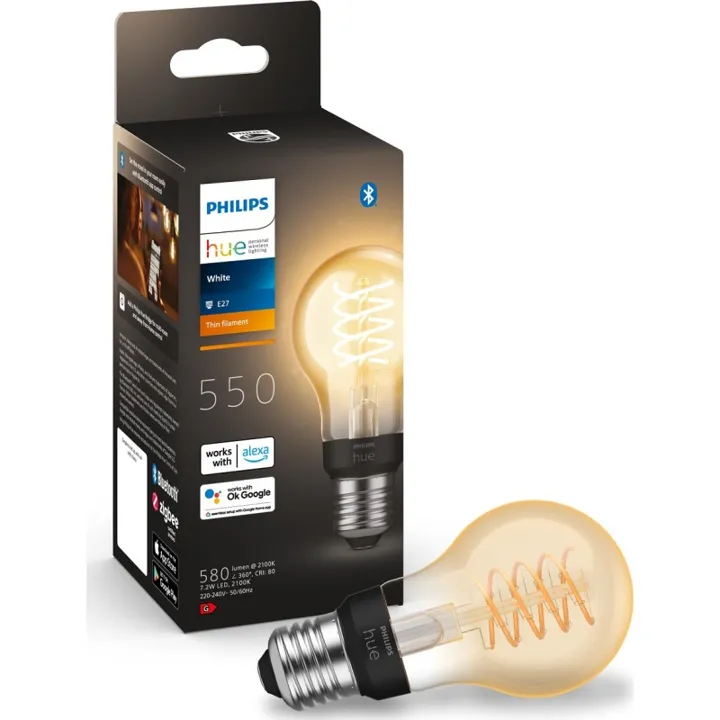 Philips Hue White E27 standardpære, 2100K, 7W – pære — produktfoto