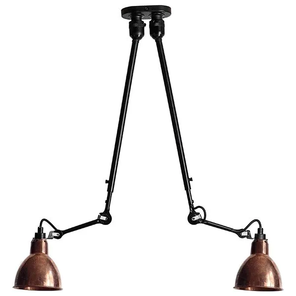 La Lampe Gras N302 Double Mat Sort & Rå Kobber – loftlampe — produktfoto