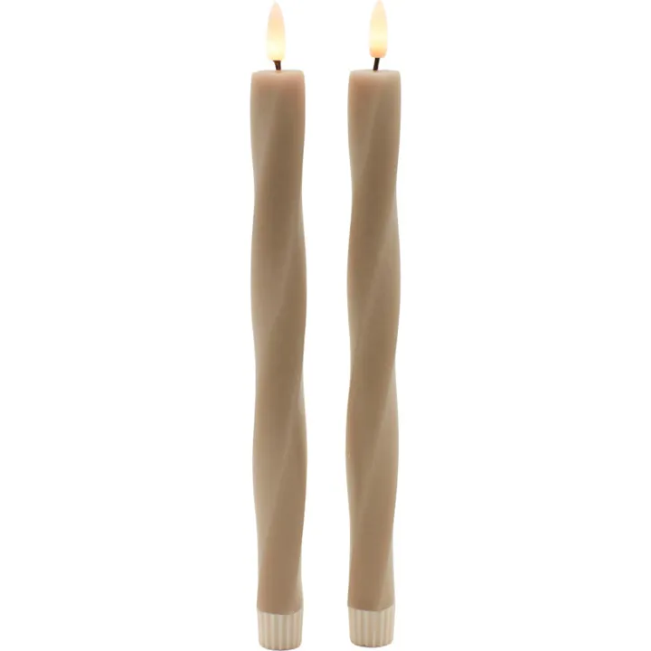 Sirius Sille Nordic Sculpture Twist kunstig stearinlys, brun – dekorationslys — produktfoto
