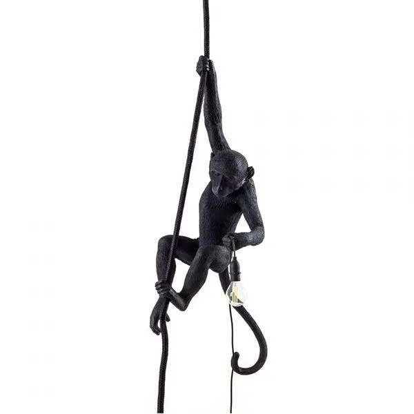Seletti Monkey With Rope Sort Udendørs – udendørslampe — produktfoto