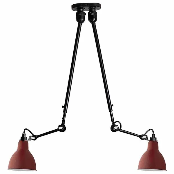 La Lampe Gras N302 Double Mat Sort & Mat Rød – loftlampe — produktfoto