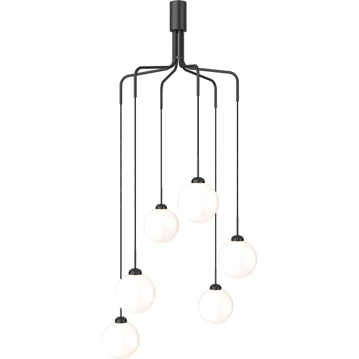 Nuura Apiales Cluster 6 Satin Sort/Opal – lysekrone — produktfoto