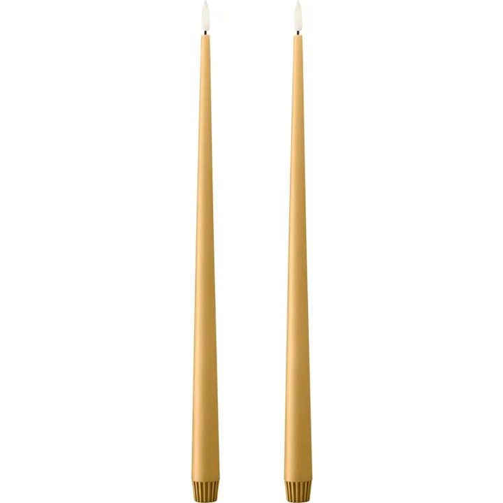 ester & erik LED kronelys, 40 cm, karry gul, 2-pak – LED-stearinlys — produktfoto
