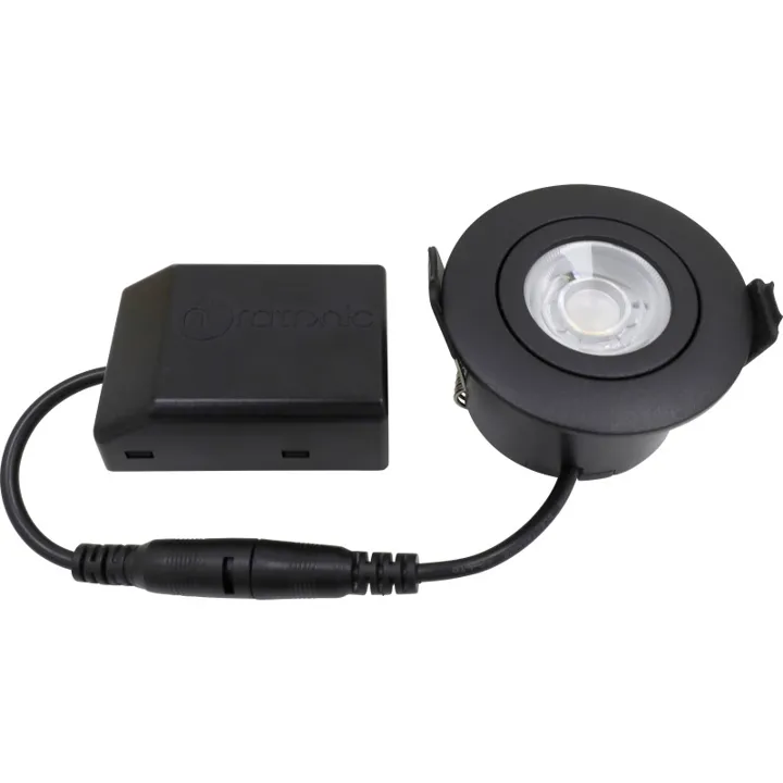 Nordtronic Low Profile Flexible indbygningsspot, Ø5,5 cm, sort, 4000K – indbygningsspot — produktfoto