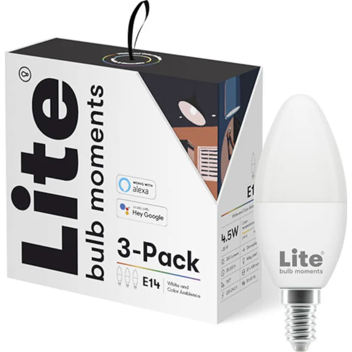 Lite bulb moments E14 kertepære, 2700K-6500K, 5W, 3-pak – pære — produktfoto