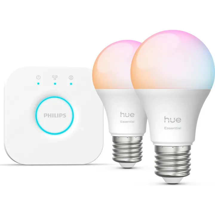 Philips Hue Essential White Color Ambiance E27 pære, startersæt 2-pak – pære — produktfoto