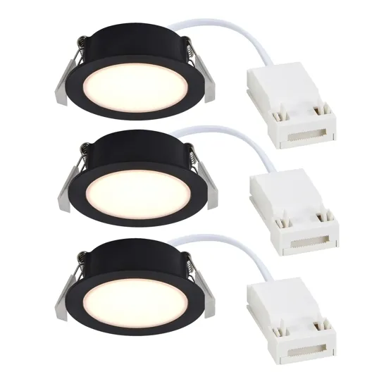 Nordlux Olea 3-kit indbygningsspot, sort – indbygningsspot — produktfoto