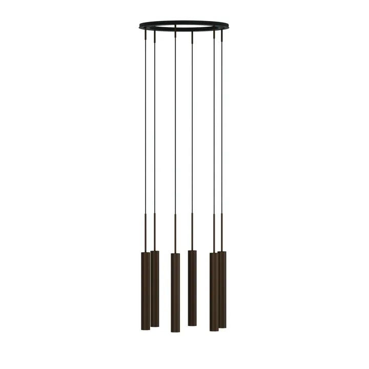 Audo Copenhagen Tubulaire 6 Aluminium/Anodiseret Bronze – lysekrone — produktfoto
