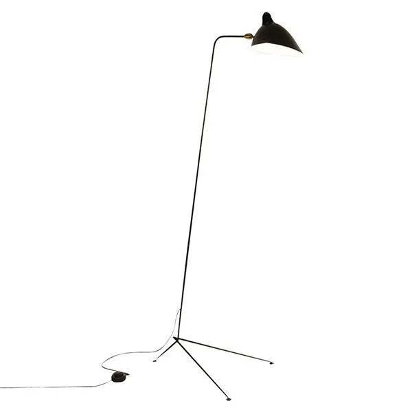 Serge Mouille Lampadaire 1 Droit Sort & Messing – gulvlampe — produktfoto