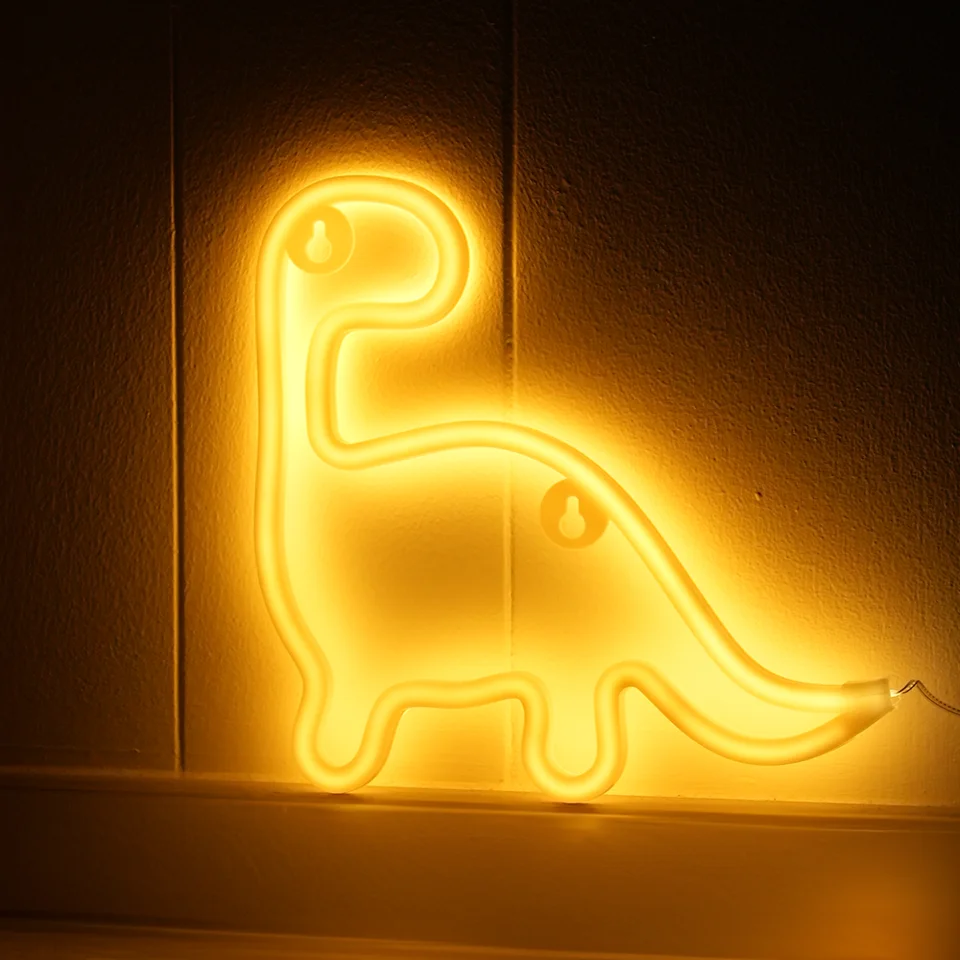 Geekd Dino Neon LED Lampe Varm Hvid – dekorationslys — produktfoto