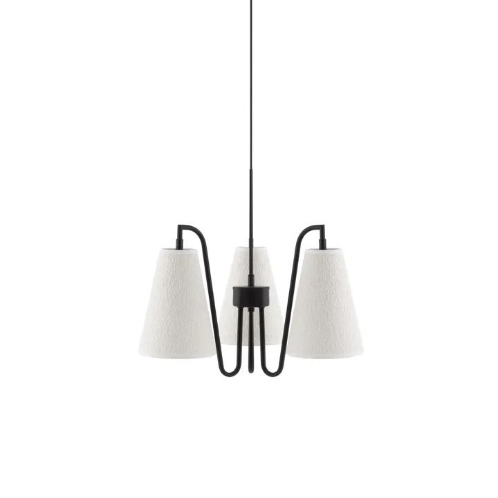 Globen Lighting Lou 3 Hvid Bouclé/Sort – pendel — produktfoto