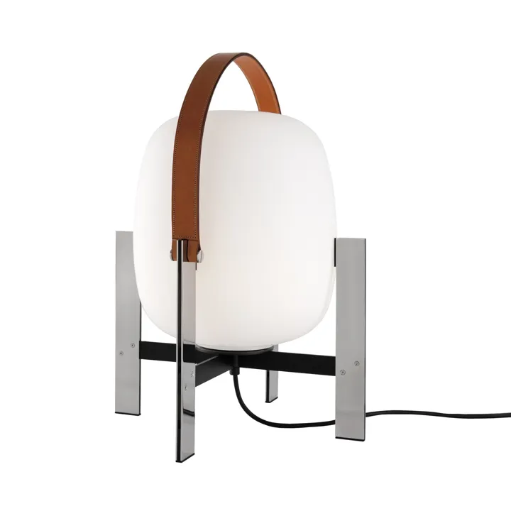 Santa & Cole Cesta Metálica med Læderhåndtag – bordlampe — produktfoto