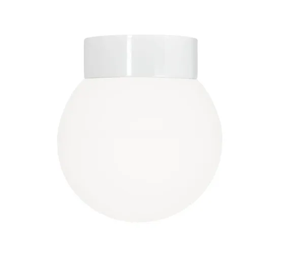 Ifö Electric Classic Globe 200 / IP44, hvid/mat opal – væglampe — produktfoto