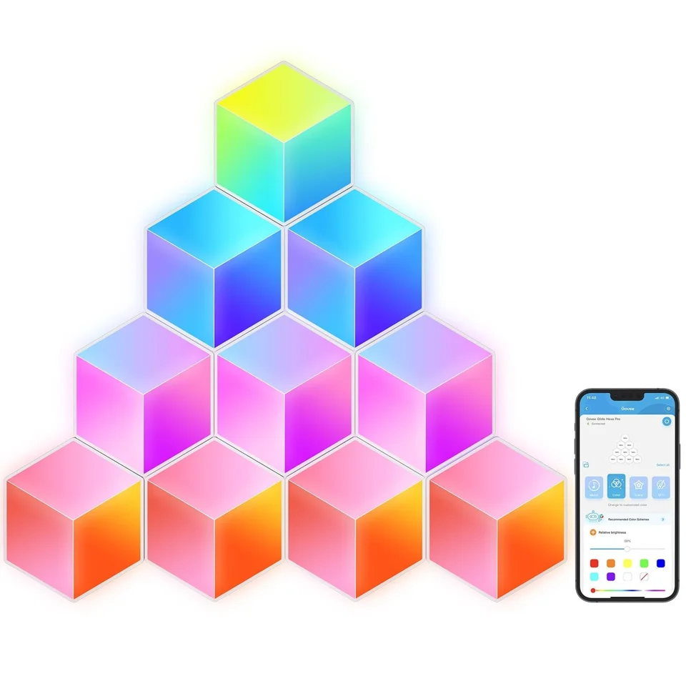 Govee Glide Hexa Pro LED lyspaneler RGBIC – væglampe — produktfoto