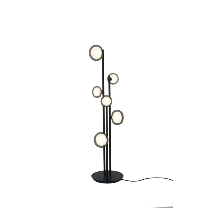 TOOY Nabila 552.66 Mat Sort/Sort Krom med Røget Glas – gulvlampe — produktfoto