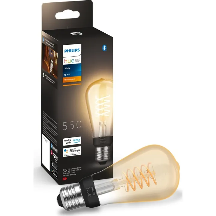 Philips Hue White E27 edisonpære, 2100K, 7W, Ø6,4 cm – pære — produktfoto