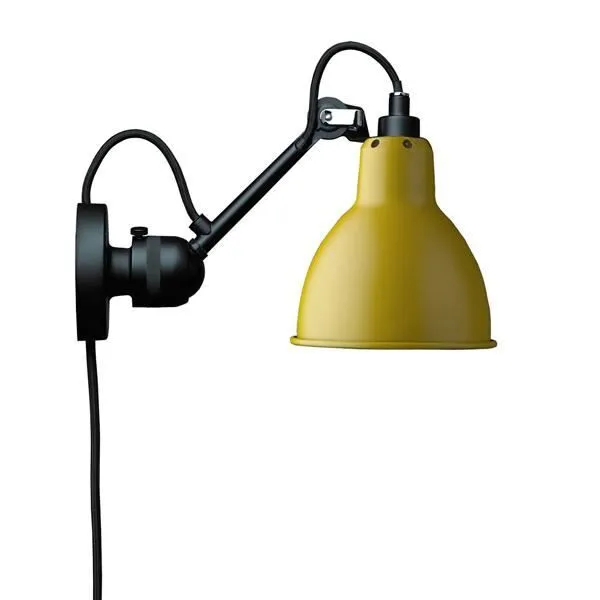 La Lampe Gras N304 Mat Sort & Mat Gul Med Ledning – væglampe — produktfoto