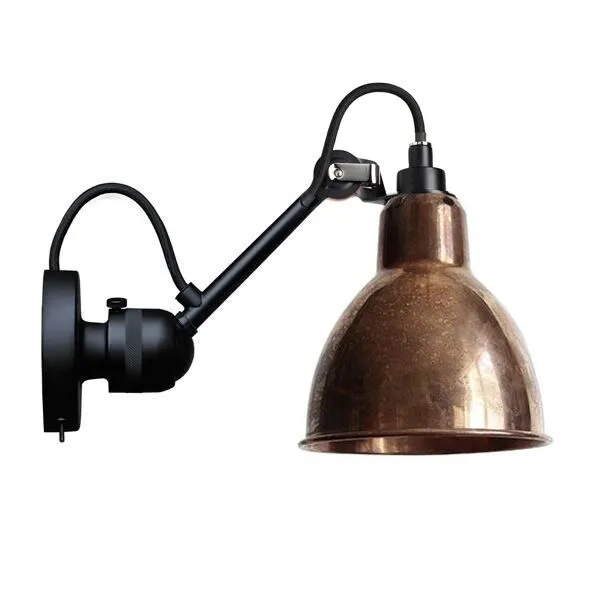 La Lampe Gras N304 Mat Sort & Rå Kobber Med Tænd/Sluk – væglampe — produktfoto