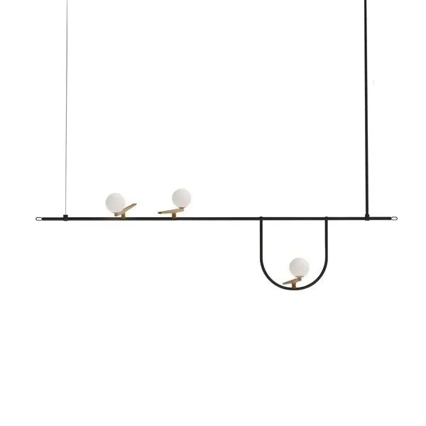 Artemide YANZI SC1 Hvid/Børstet Messing/Sort – pendel — produktfoto
