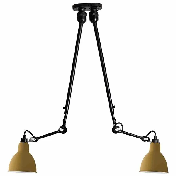 La Lampe Gras N302 Double Mat Sort & Mat Gul – loftlampe — produktfoto