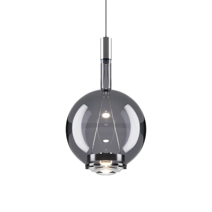 Lodes Sky-Fall Round Medium 3000K Sort Krom/Glossy Smoke – pendel — produktfoto