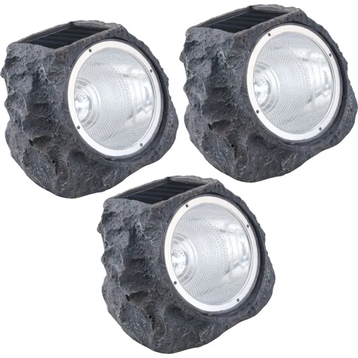 Eglo solcellelamper, stenform, 3 stk. – udendørslampe — produktfoto