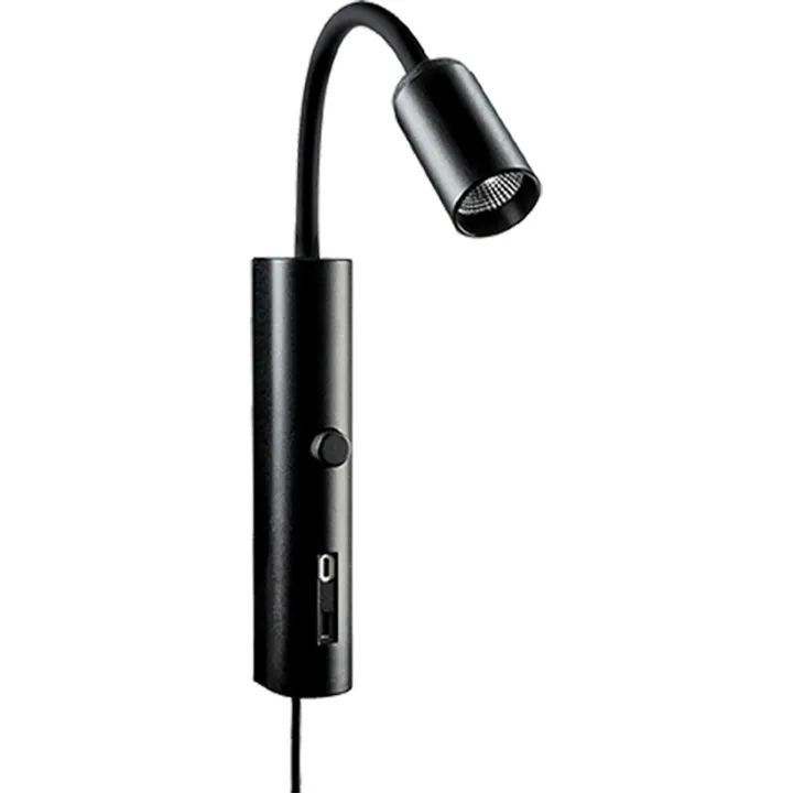 SG Armaturen SG Tube med USB, 3000K, sort – væglampe — produktfoto