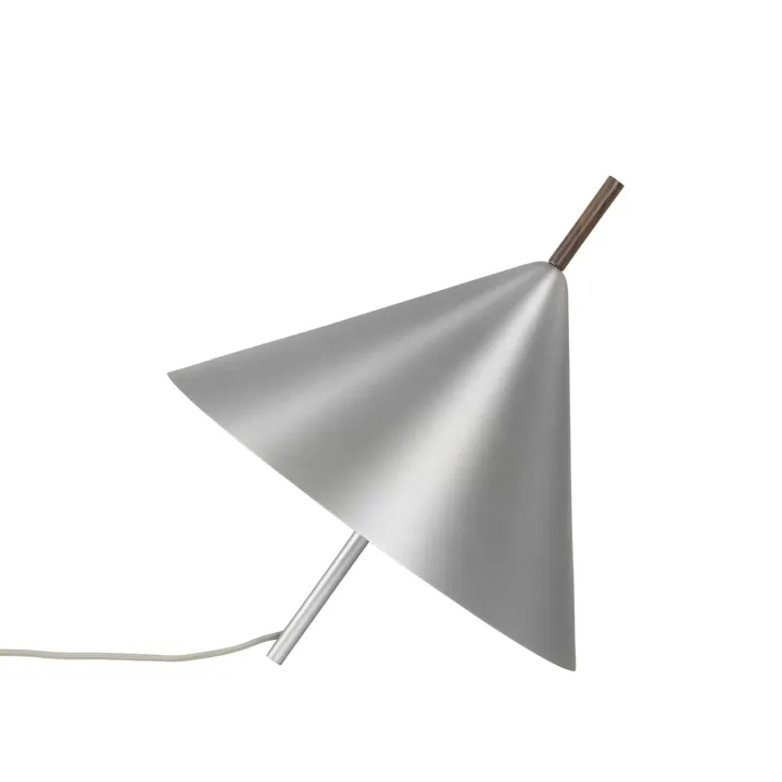 Kristina Dam Studio Cone Spinning Top Børstet Aluminium & Valnød – gulvlampe — produktfoto