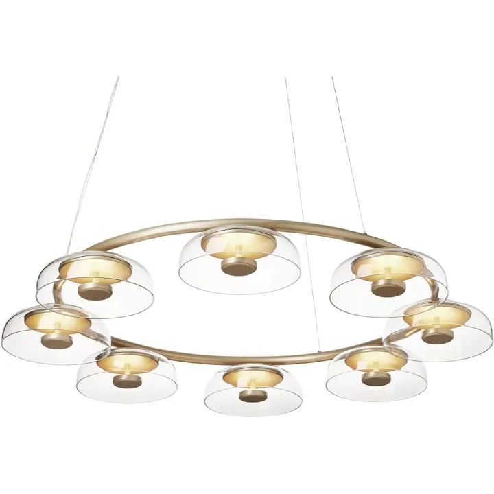 Nuura Blossi 8 Nordisk Guld & Klart Glas – lysekrone — produktfoto