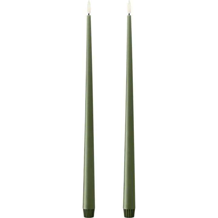 ester & erik LED kronelys, 40 cm, mørkegrøn, 2-pak – LED-stearinlys — produktfoto