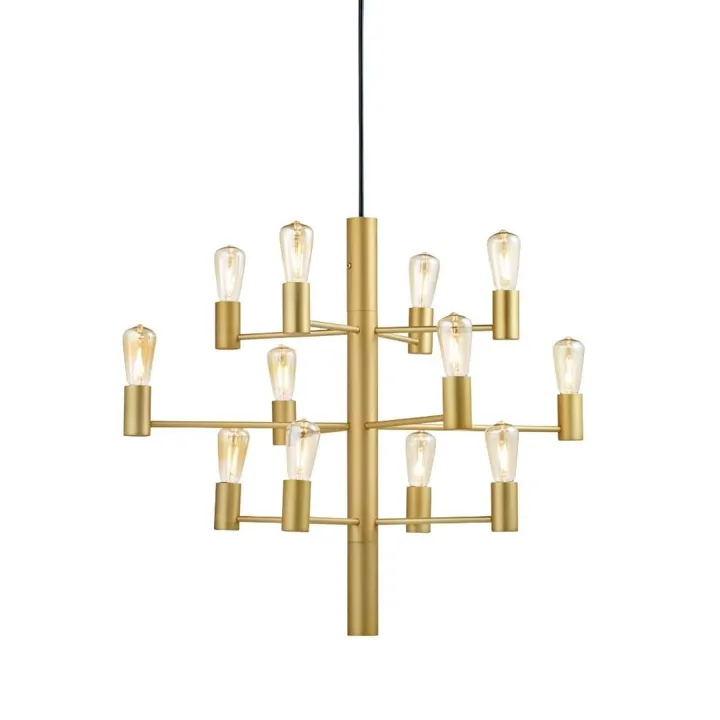Herstal Krona Manola 12 Satin Messing – lysekrone — produktfoto