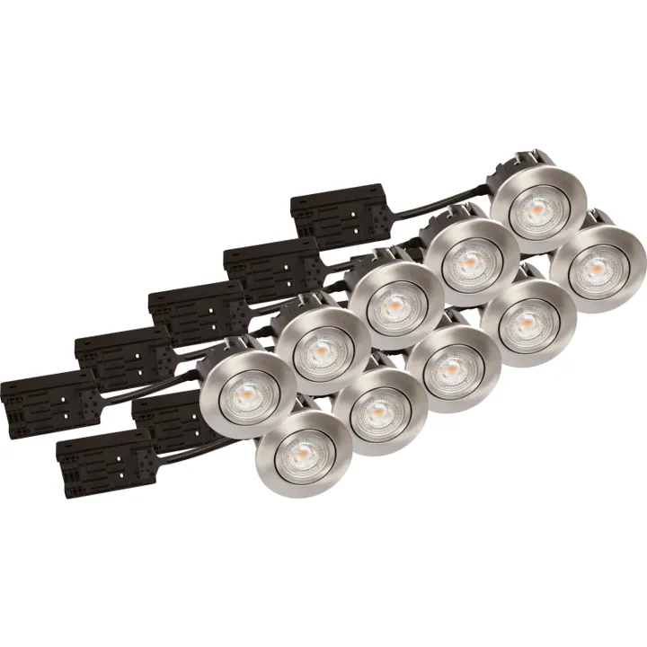 Scan Products Luna Quick Install indbygningsspot, 3000K, børstet aluminium, 10-pak – indbygningsspot — produktfoto