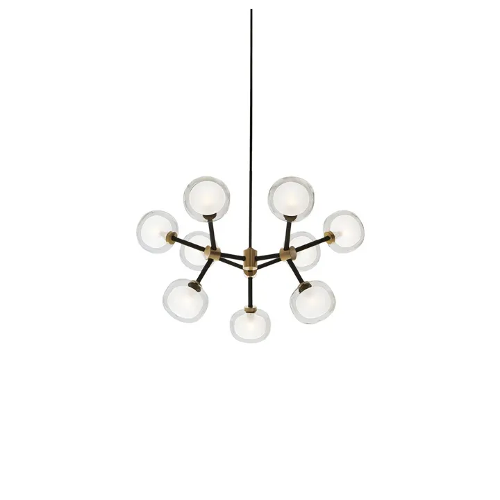TOOY Nabila 552.19L Sort/Børstet Messing/Klar Glas – lysekrone — produktfoto