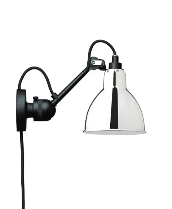 Lampe Gras No 304CA , sort/krom – væglampe — produktfoto