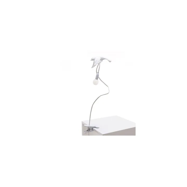 Seletti Sparrow Taking Off Med Klemme Hvid – bordlampe — produktfoto
