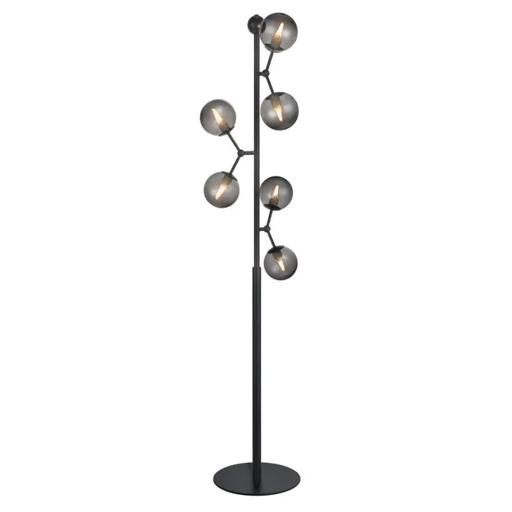 Halo Design Atom Smoke/Sort – gulvlampe — produktfoto