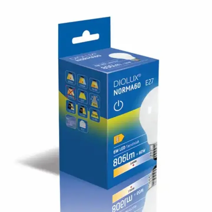GN DIOLUX NORMA60 6W 830 E27 806lm tænd/sluk – pære — produktfoto