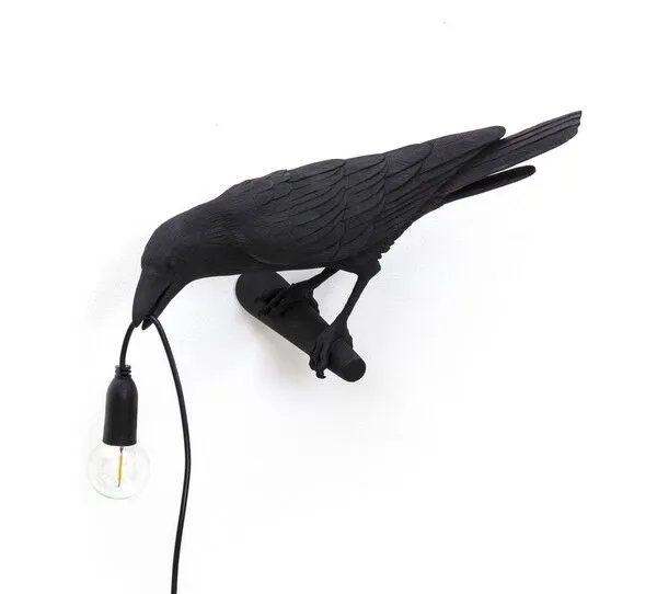 Seletti Bird Looking Left Sort – væglampe — produktfoto