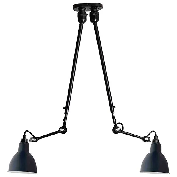 La Lampe Gras N302 Double Mat Sort & Mat Blå – loftlampe — produktfoto