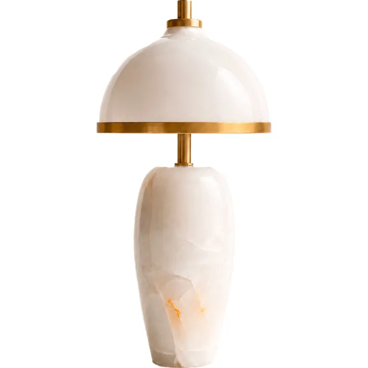 Rebello Decor Eternal Moonlight genopladelig , hvid onyx/messing – bordlampe — produktfoto