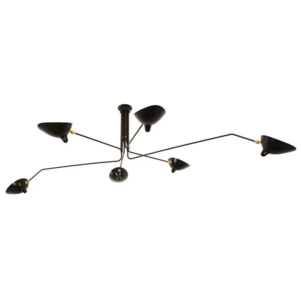 Serge Mouille Plafonnier 6 Sort & Messing – loftlampe — produktfoto
