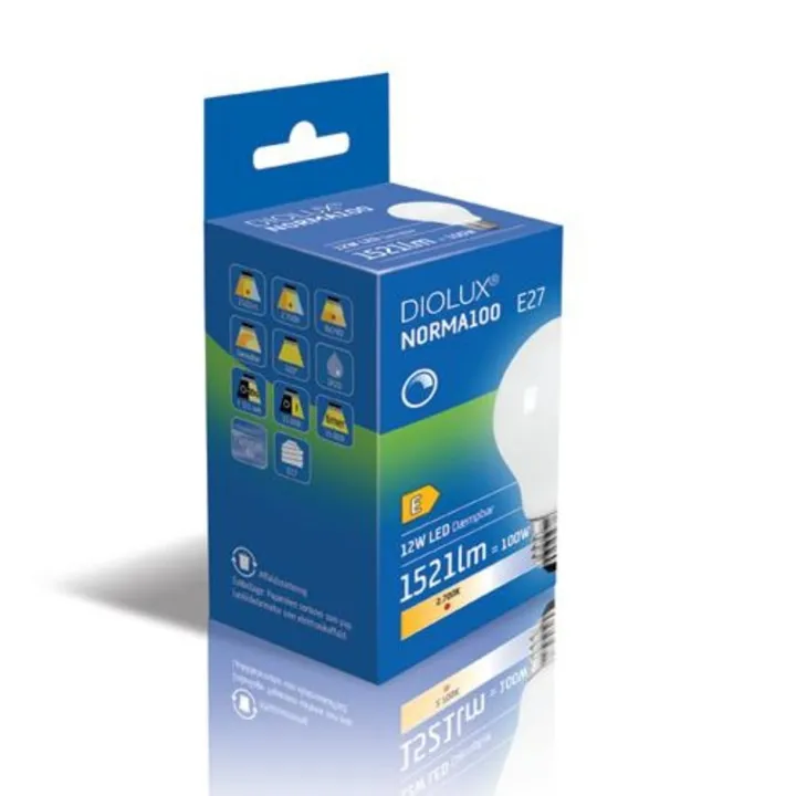 GN DIOLUX NORMA100 12W 930 E27 3000K Dæmpbar – pære — produktfoto