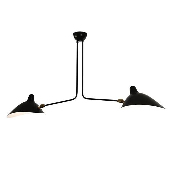 Serge Mouille Plafonnier 2 Sort & Messing Fikseret – loftlampe — produktfoto